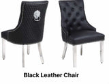 Ariana Marble Dining Table Light Grey  with Majestic Black Lion Knocker Chairs