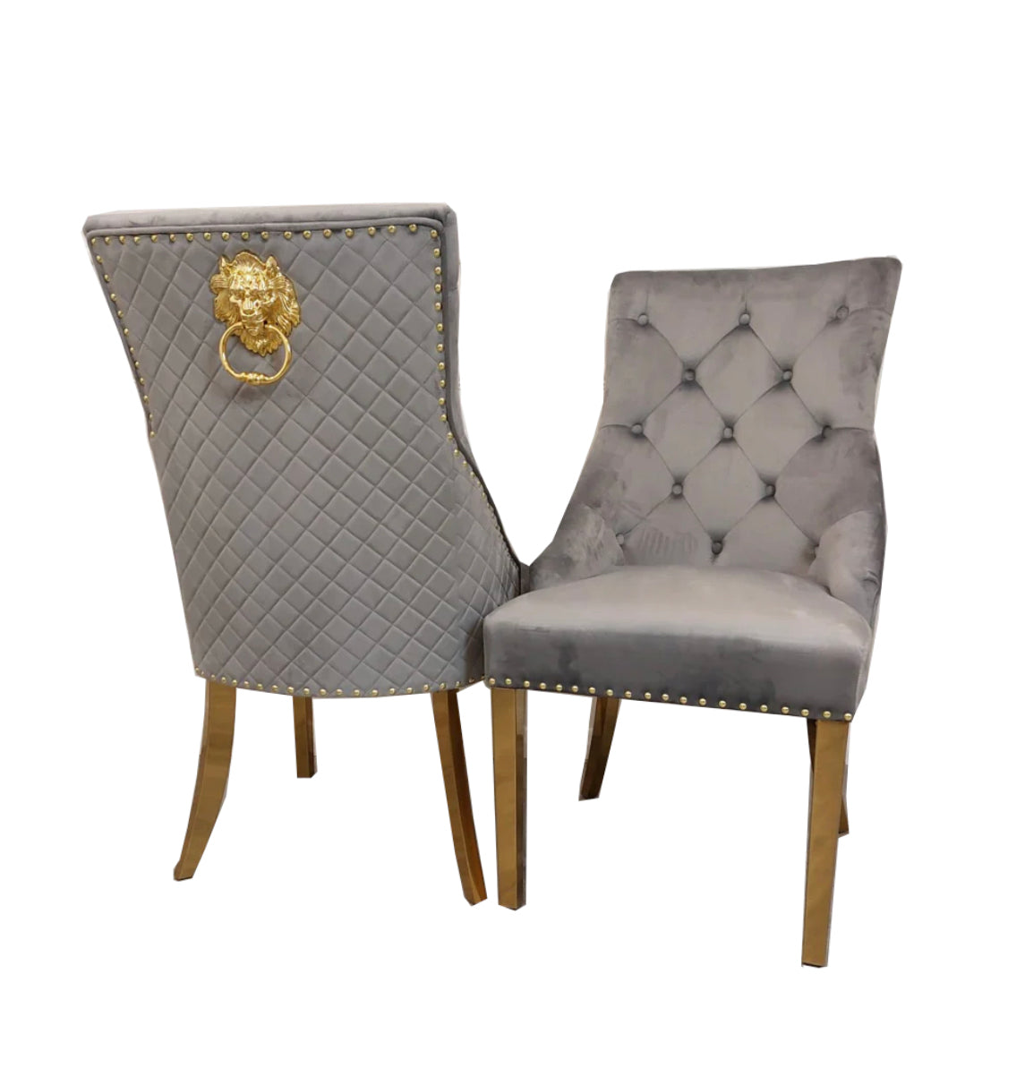 Arianna Black And Gold Marble Dining Table With Black And Gold Bentley Lion knocker Chaird