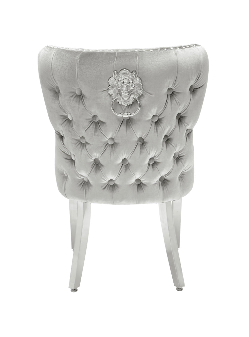 Louise Marble Dining Table With Valentino Lion Knocker Dining Chairs