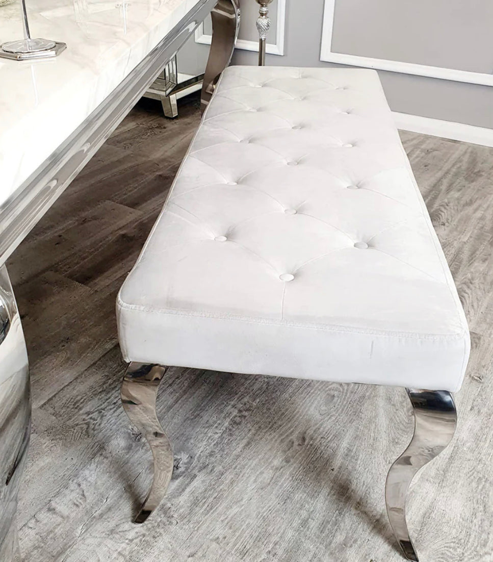Louise Bench Dark Grey with Silver leg
