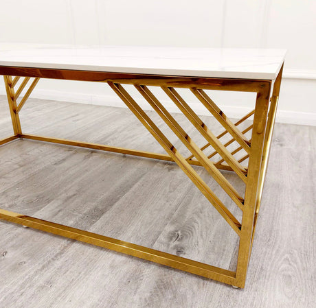 Azure Gold Coffee Table with Polar White Sintered Top