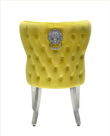 Marble Round Table Light Grey Chelsea 130cmx130cm  With Silver Valentino lion knocker Chairs