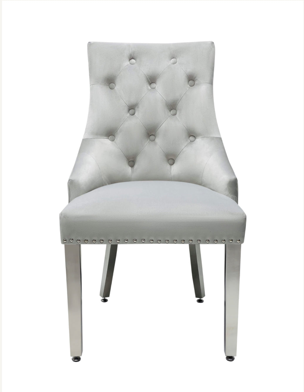 Louis Marble Dining Table Light Grey With Black Majestic Lion Knocker Chairs