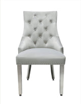 Louis Marble Dining Table Light Grey With Black Majestic Lion Knocker Chairs