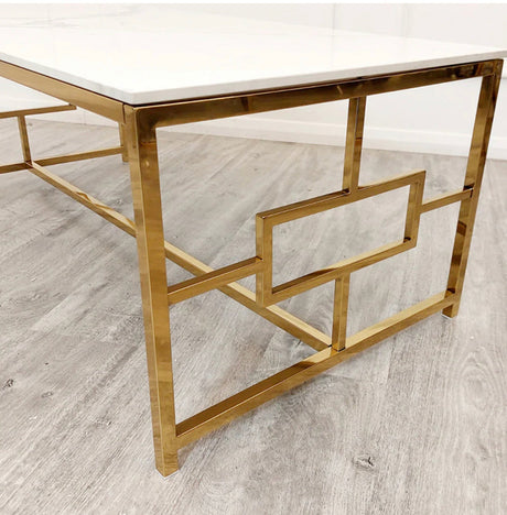Geo Gold Coffee Table with Polar White Sintered Top