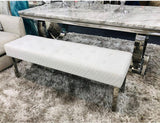 Louis Marble Dining Table With 4 Valentino Lion Knocker Chairs & Majestic Bench Bench