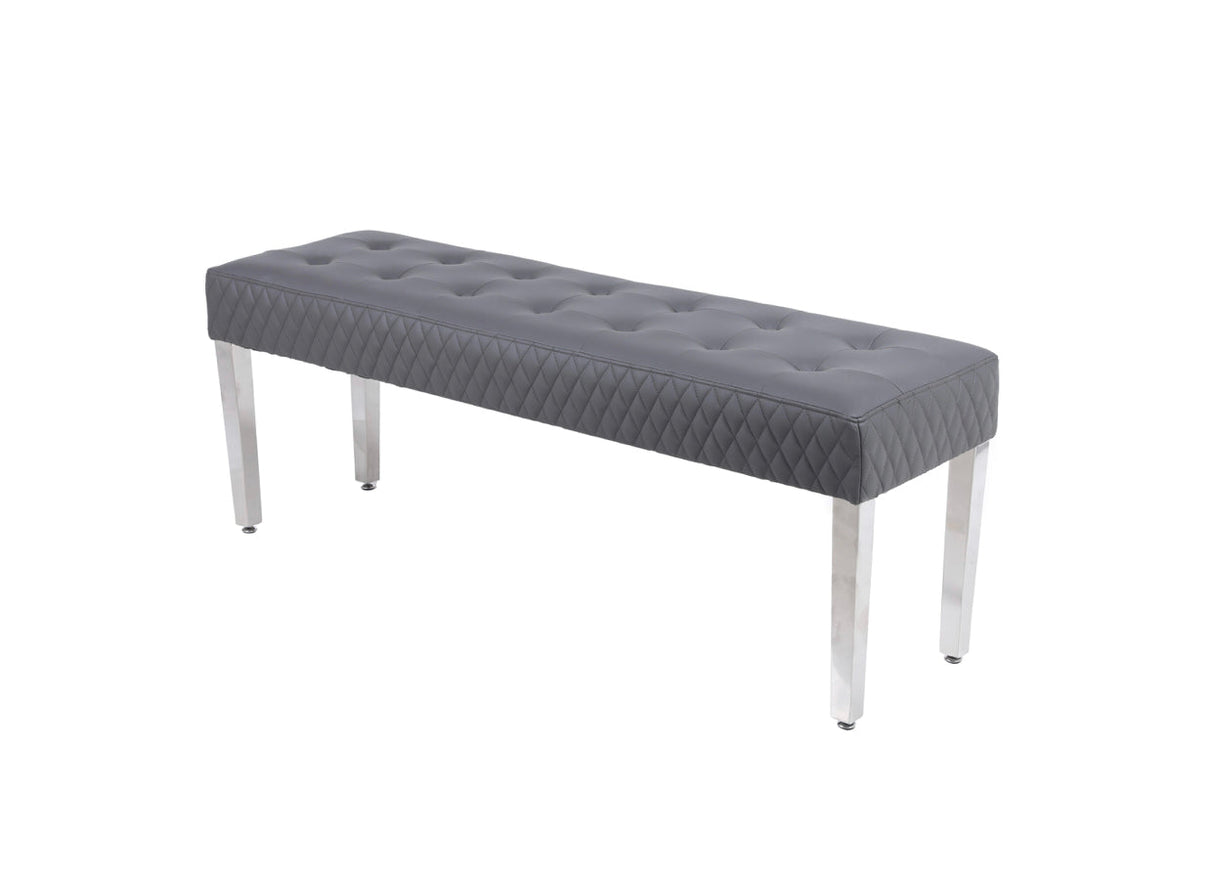 Majestic Dark Grey Pu Leather Bench Match With Majestic- Valentino- Valencia Pu Leather Chairs