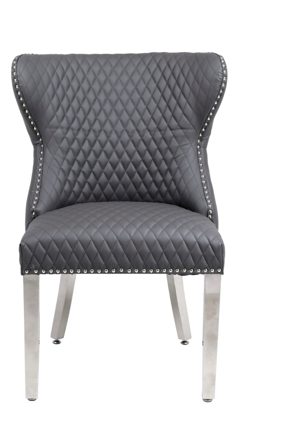 Chelsea Dark Grey Pu Leather Lion Knocker Chair
