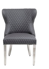 Chelsea Dark Grey Pu Leather Lion Knocker Chair