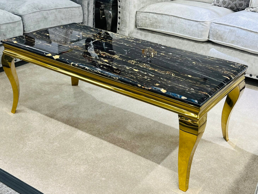 Sofia Black & Gold Marble Coffee Table