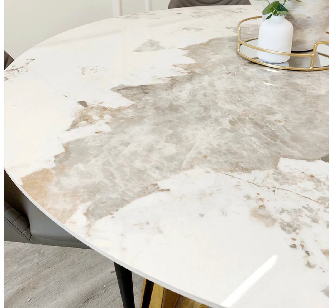 Nero Gold 1.3 Round Dining Table with Sintered Stone Top