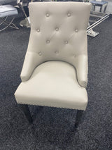 Roma Light Grey PU Leather Lion Knocker Chair