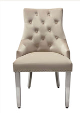 Louise 120cm Light Grey Table With 4 Majestic Dark Grey Lion Knocker Chairs