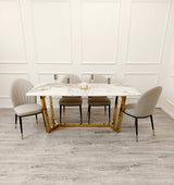 Lucien Gold Dining Table with Pandora Gold Sintered Stone Top
