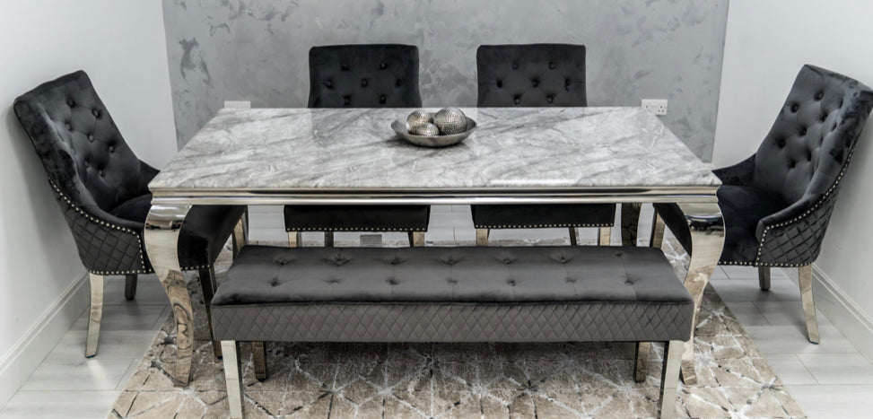 Louise Table With 4 Majestic Lion Knocker Chairs & Majestic Bench