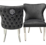 Arriana Light Grey Table With Valentino Silver Lion Knocker Chairs