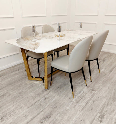 Lucien Gold Dining Table with Pandora Gold Sintered Stone Top