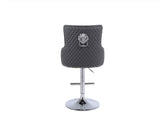 Majestic Dark Grey Pu Leather Lion Knocker Bar Stool
