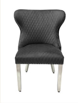 Louis 130cmx130cm Light Grey Round Table With Silver Valentino Lion Knocker Chairs