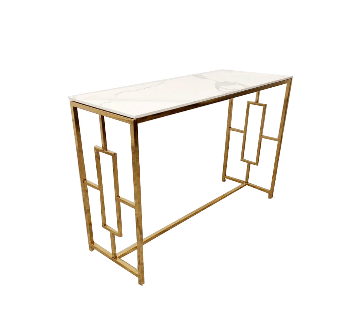 Geo Gold Console Table with Polar White Sintered Top